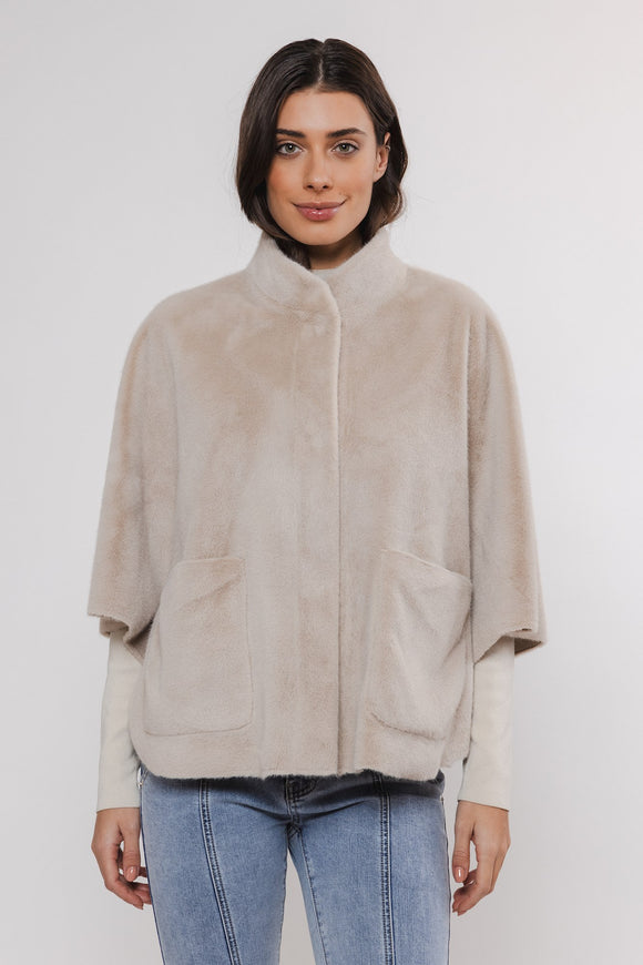 Rino & Pelle Faux Fur Cape - Birch