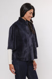 Rino & Pelle Faux Fur Cape - Navy